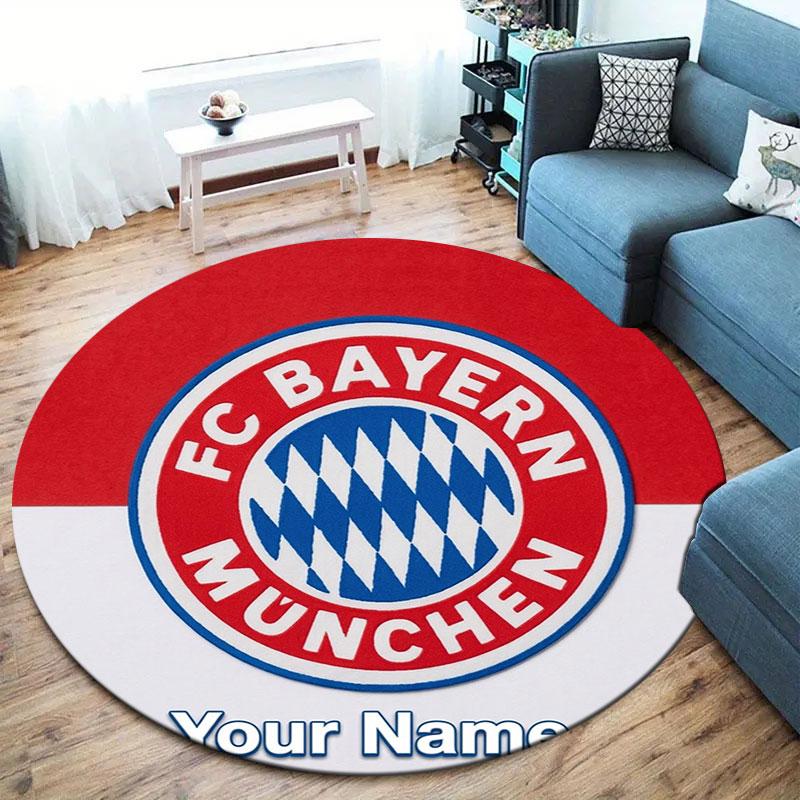 FC Bayern Munchen Custom Name Round Area Rug,Carpet Rug for Living Room Bedroom Sofa Playroom Decor,Non-slip Floor Mat