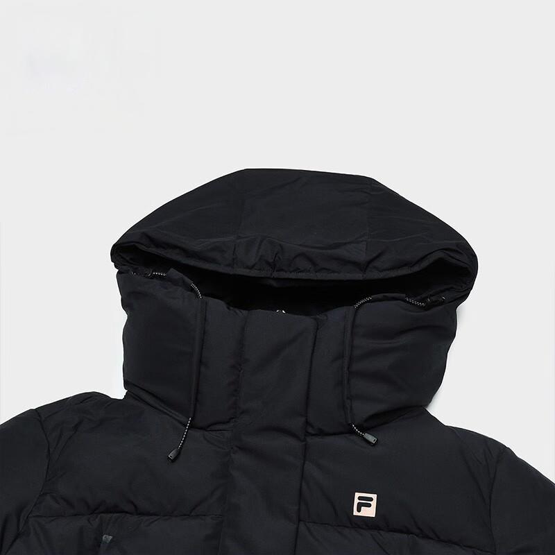 Fila Fitness Series Solid Color Zipper Hooded Long Sleeve Down Jacket Women Outerwear Deep-Black A11W341913F-BK