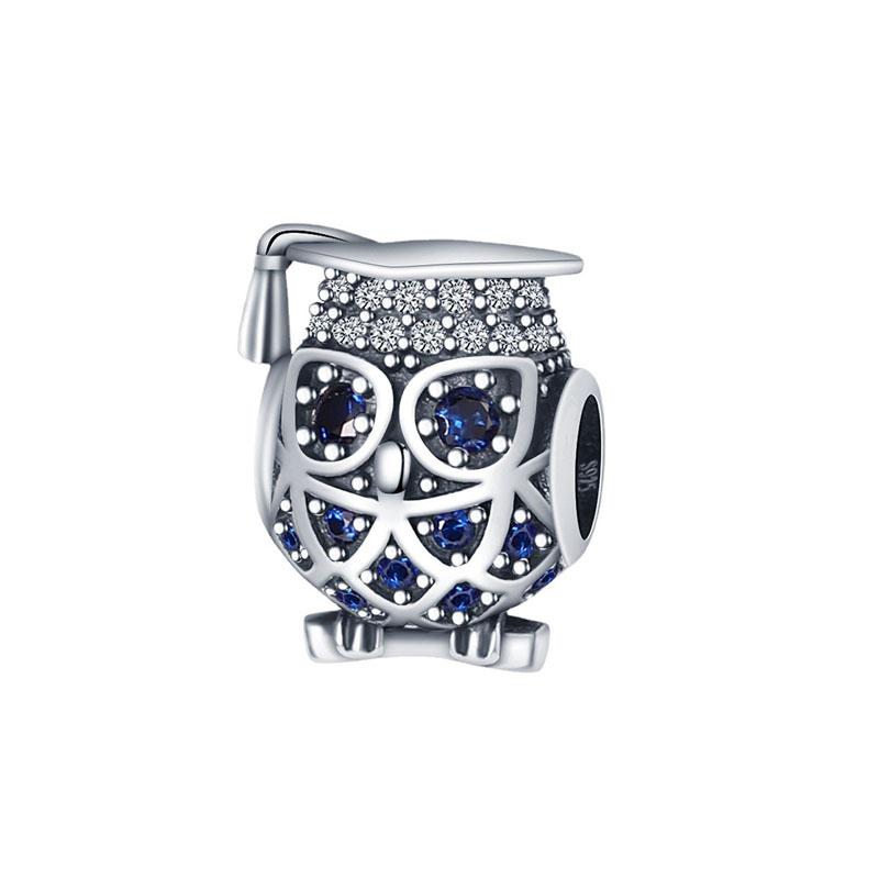 New 2024 925 Sterling Silver Plated Blue Pave Series Star Owl Butterfly Moon Pendant Diy Jewelry Bead Fit European Bracelet