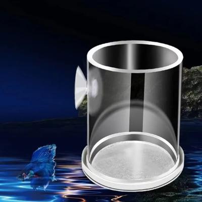Acrylic Brine Shrimp Feeder with Suction Cup Transparent Fish Tank Feeding Cup Durable Fixed-Point Fish Feeder