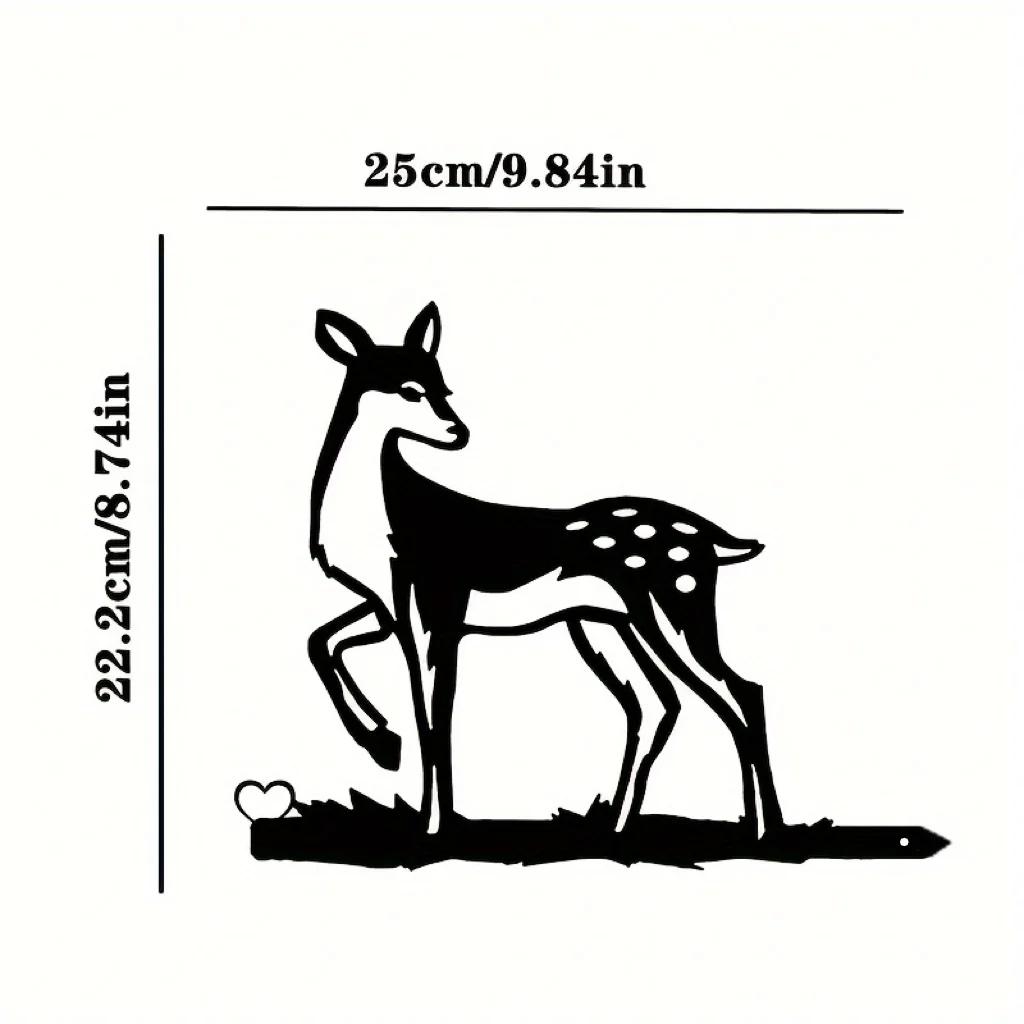 Силуэт пятнистого оленя на ветке из стали - настенное искусство из металла для дома — фото 7