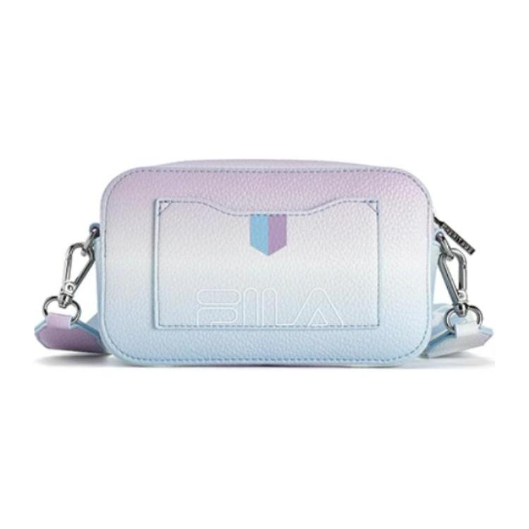 New FILA Polyurethane PU Synthetic Leather Box Bag Shoulder Bag Crossbody Bag Women's Sky Blue F13W429164FLB