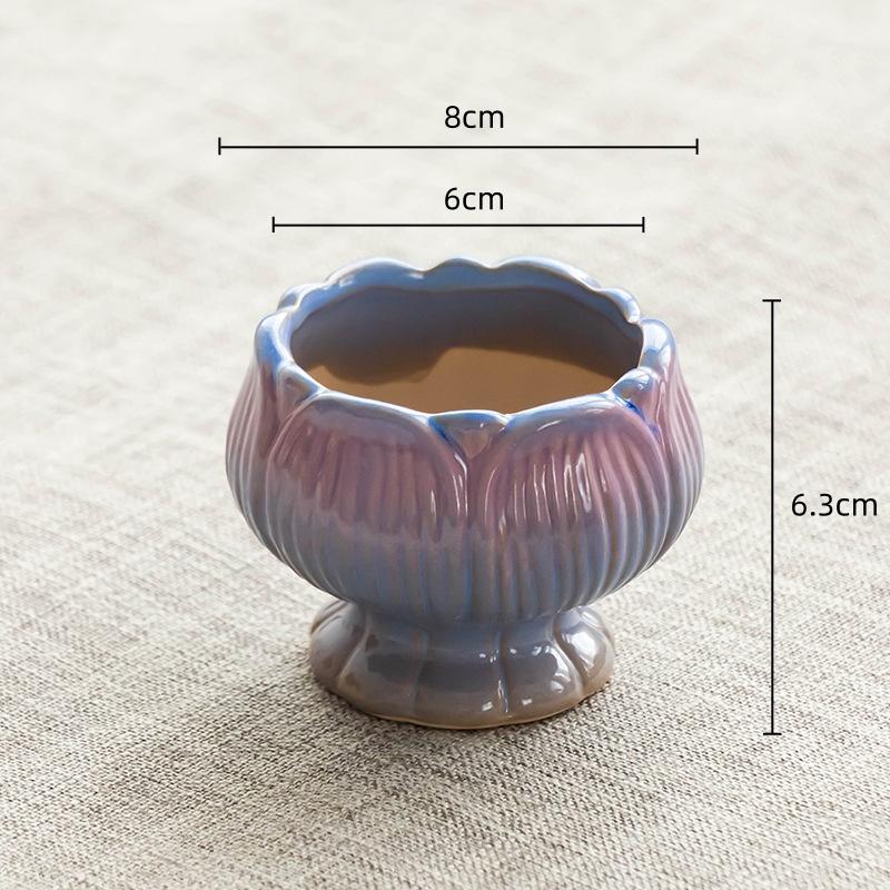 Creative Ceramic Flowerpot Petal-Rim / Lotus Shape Succulent Planter Desktop Ornament for Home Garden Decor