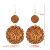 Personality Bamboo Rattan Hand-woven Geometry Drop Dangle Earrings for Women Temperament Summer Beach Stud Jewelry Holiday Gift