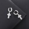 Hip Hop Iced Out Cross Dangle Earrings for Men Women Bling Silver Color Cubic Zircon Earrings Anti Allergy
