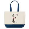 Tote Bag - PLANETEE - Fatima Lettre Fleur - Bleu - Coton - 40x45 Cm