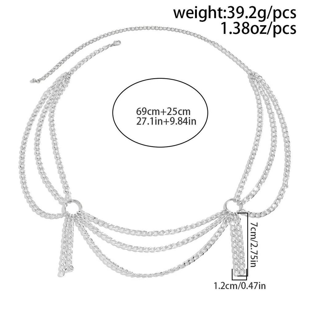 SHIXIN Punk Multilayer Metal Waist Chain Belly Chain for Women Gothic Silver Color Tassel  Belt Waistband Halloween Jewelry New