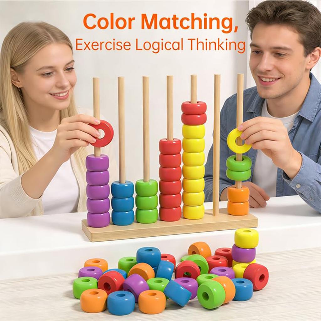Wooden Bead Counting Toy for Children Large Size Bead Matching Game Educational Early Learning Tool with Sturdy Frame for Home and Classroom Use