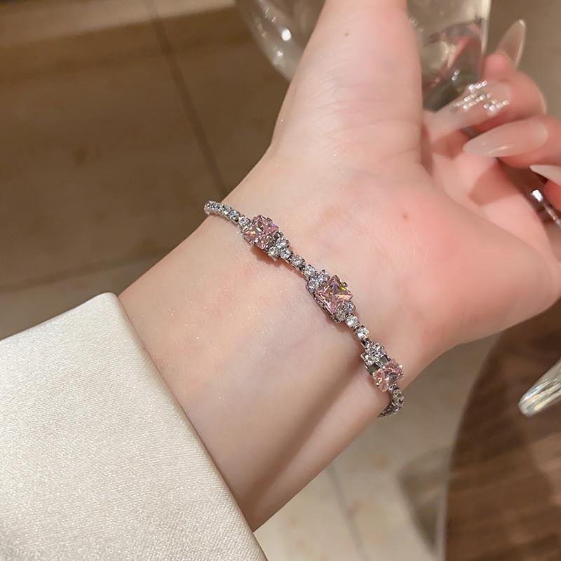 Copper Zircon Stone Charm Bracelet For Women In Light Luxury Fashion Style
