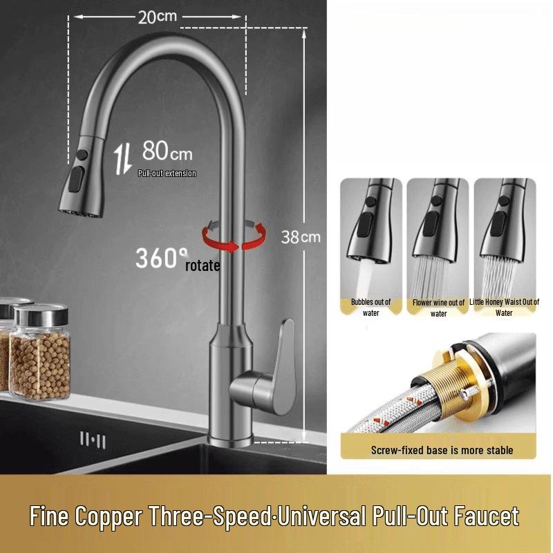Handun Pull-Out Kitchen Faucet with Hot & Cold Water