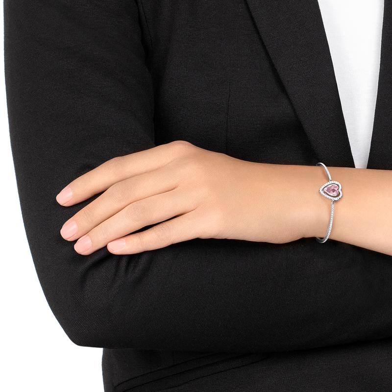 Swarovski ENGAGED Rotatable Heart-shaped Bracelet for Women, Rhodium-plated 5254686