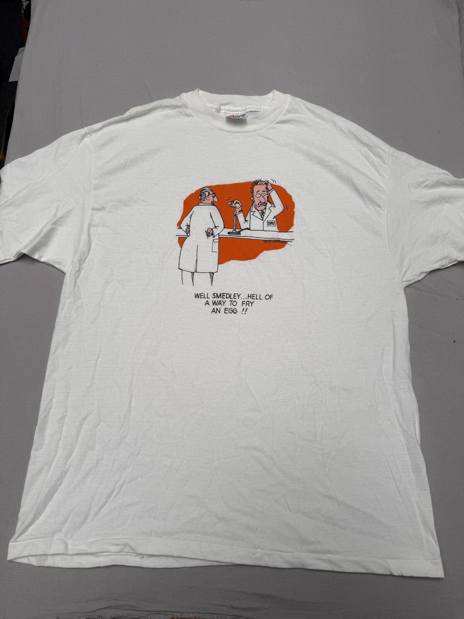 Vintage 80s Scientist Geek Comic T shirt how to fry an egg 4XL