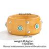Salircon 2026 New Irregular Hyperbole Wooden Cuff Bangles Women Creative Round Geometric Wide Inlaid Turquoise Bracelets Jewelry