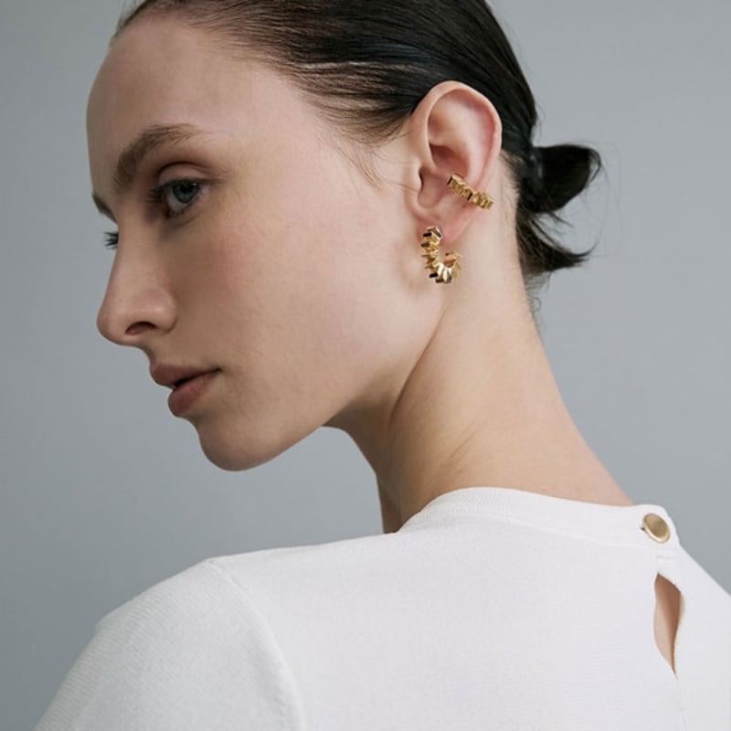 Yellow Gold Cogwheel Earrings