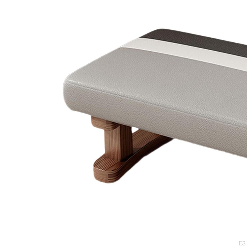 Fußstütze mit Holzbeinen, Kleiner niedriger Hocker, Gepolsterter Fußhocker für Büro, Bett, Schreibtisch, Wohnen, Essen