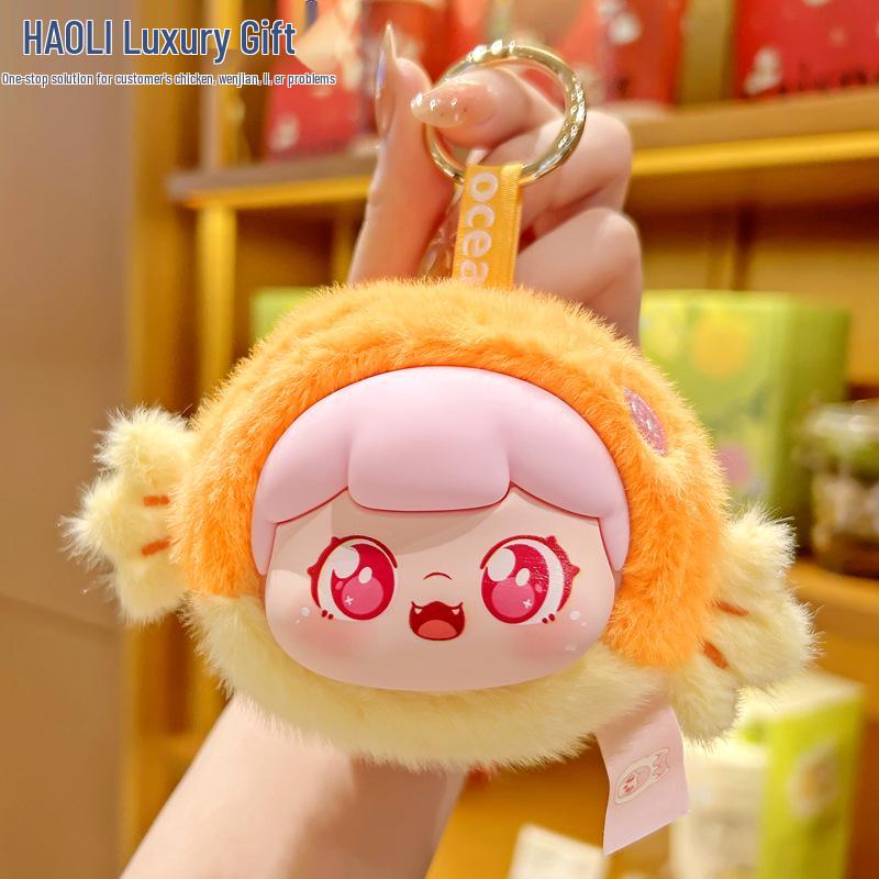 Cartoon Ocean Plush Doll Keychain: Clownfish, Whale & Seal Bag Charms