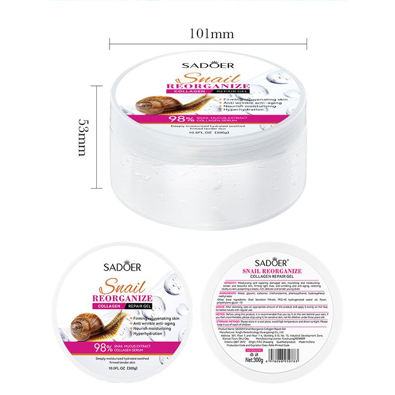 SADOER Crème Visage Gel Collagène d'Escargot Raffermissant Réparateur Éclaircissant Hydratant Crèmes Faciales Produits de Beauté Soin de la Peau du Visage