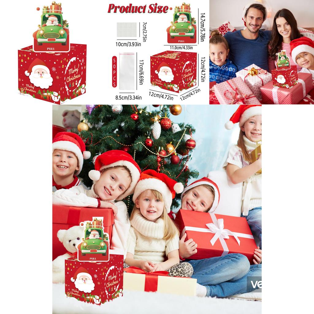 Red Santa Claus Pattern Paper Gift Box For Christmas Presents And Celebration Events