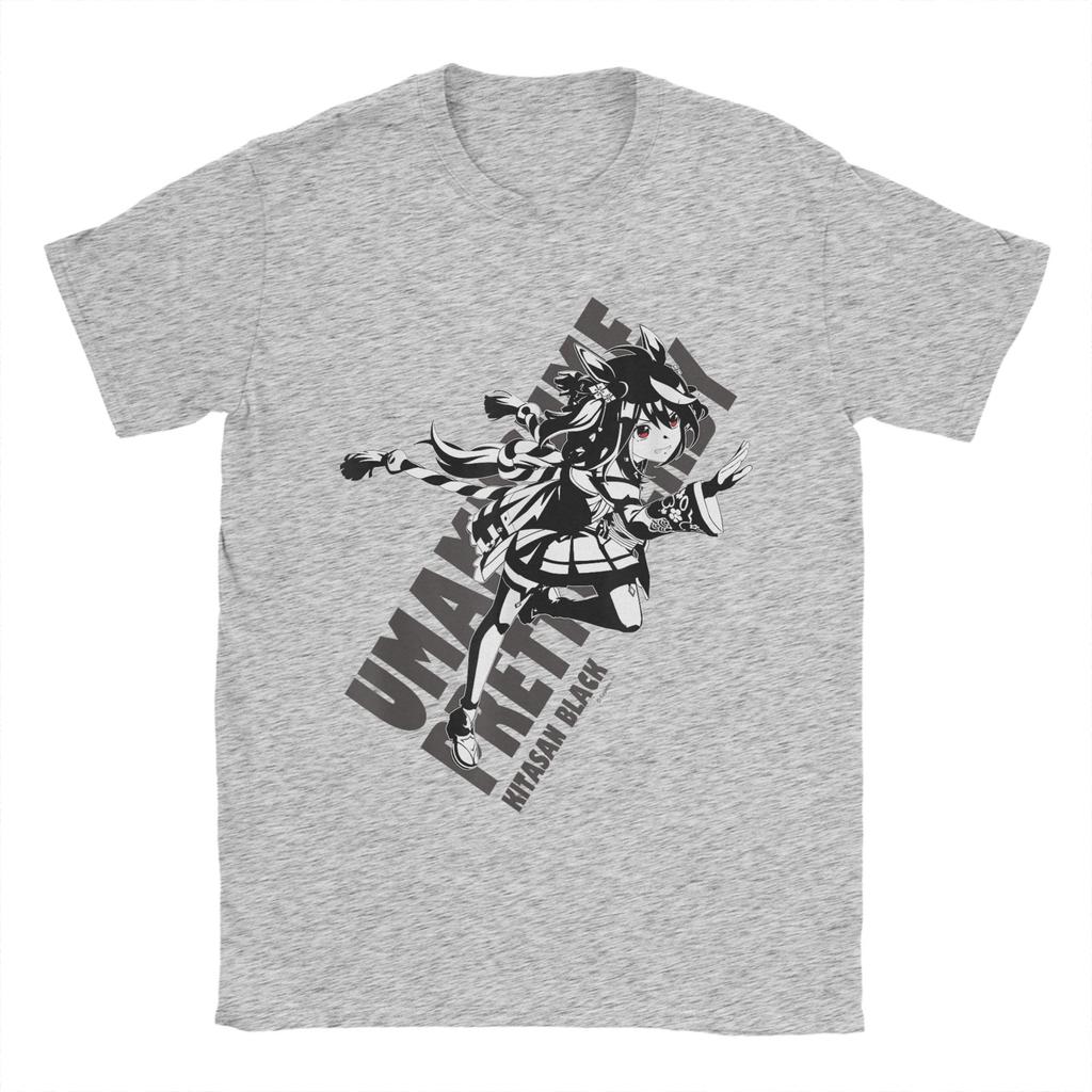 Umamusume Pretty Derby Kitasan Black Baumwoll-T-Shirt für Herren Sommer Lustige T-Shirts Rundhals Trendy Cooles T-Shirt Übergroße Oberteile