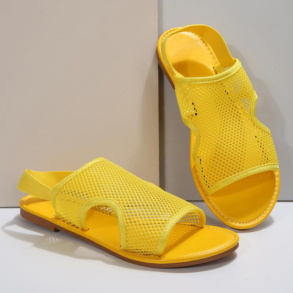 2025 Damen-Sandalen aus ultra-atmungsaktivem Mesh zum Hineinschlüpfen, Sommer, neue lässige Sandalen aus atmungsaktivem Mesh mit flachem Boden, Strand-Wanderschuhe