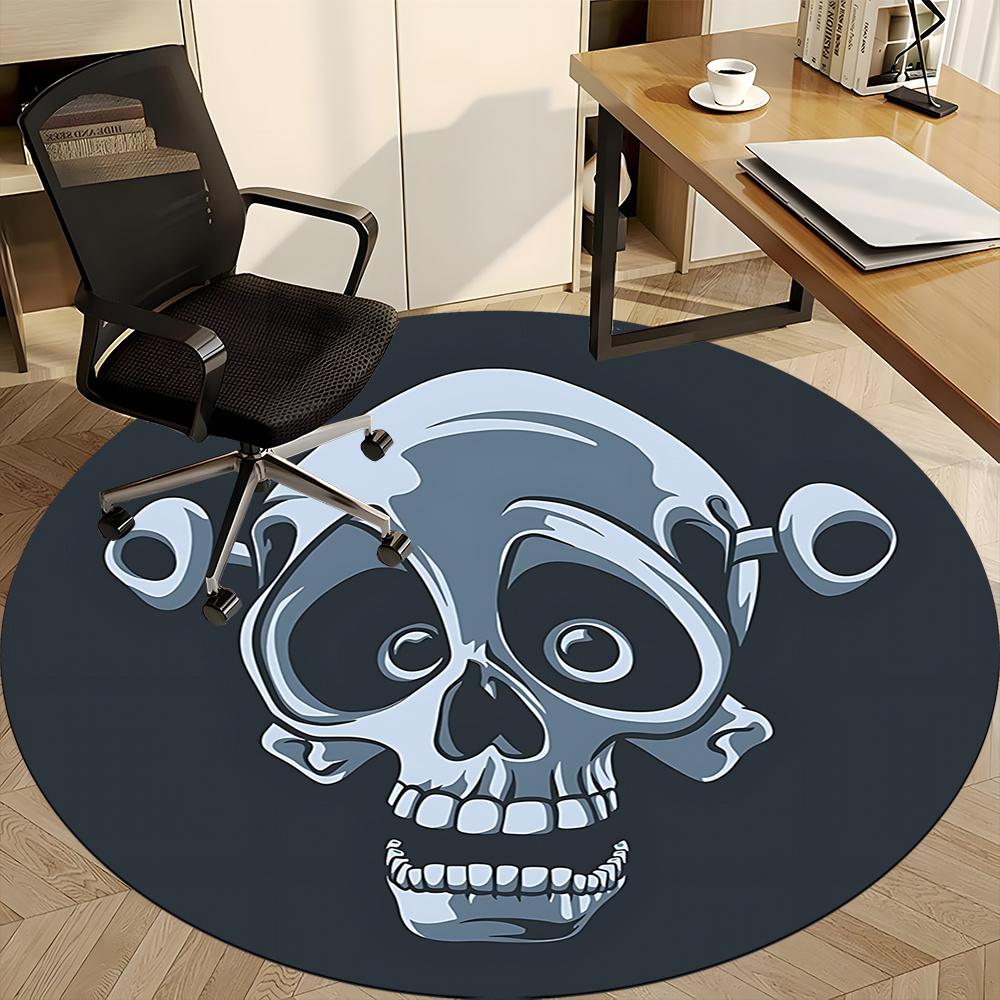 1pc Skull Jester Office Round Area Rug, Indoor Mat Suitable ForOffice, Under Office Chairs Bedroom Living Room Home Decor, Room Deco Q040