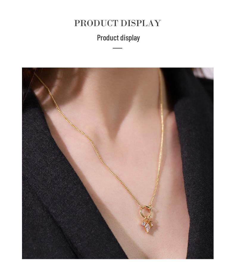 Kenjie Women's Zircon Necklace Set – Korean Style, Copper-Plated, Gold-Inlaid, Elegant High-End Design