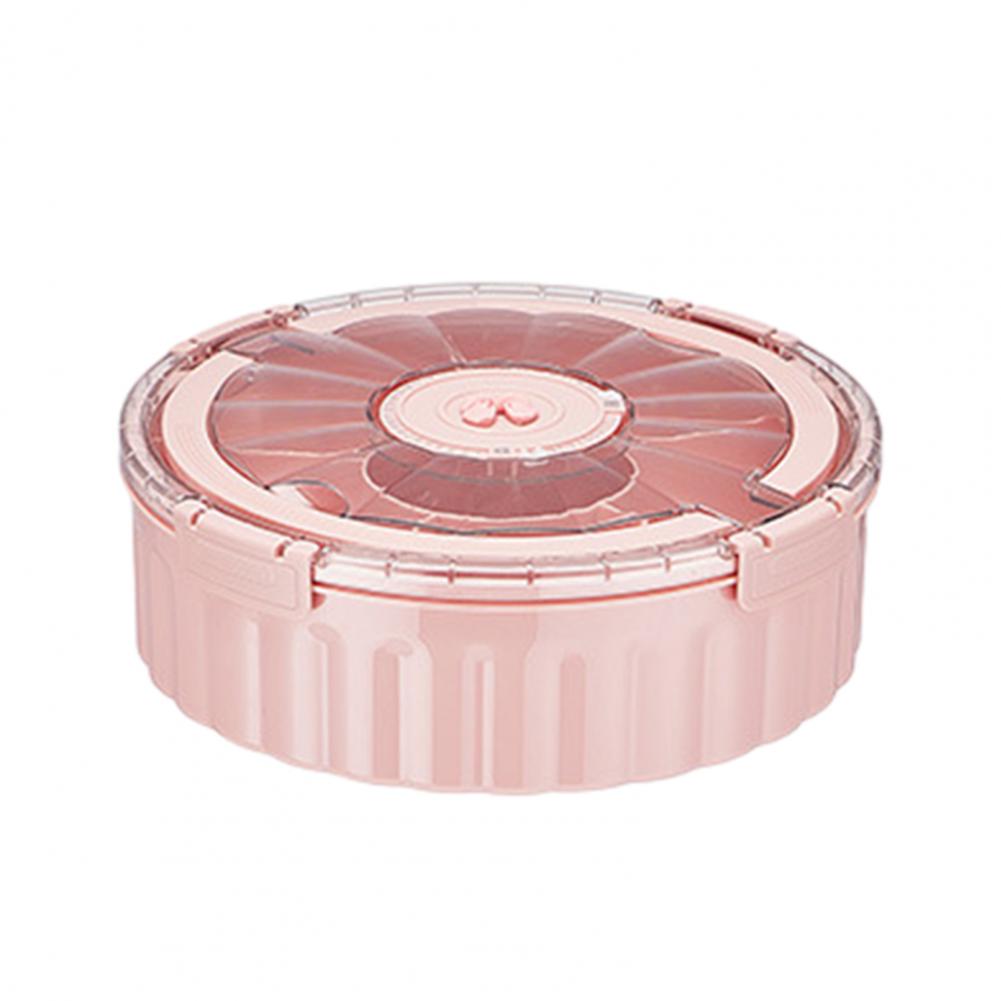 Dry Fruit Plate Divided Serving Tray Rotating Snack Tray with Lid Handle 6-compartment Divided Serving Platter for Snacks