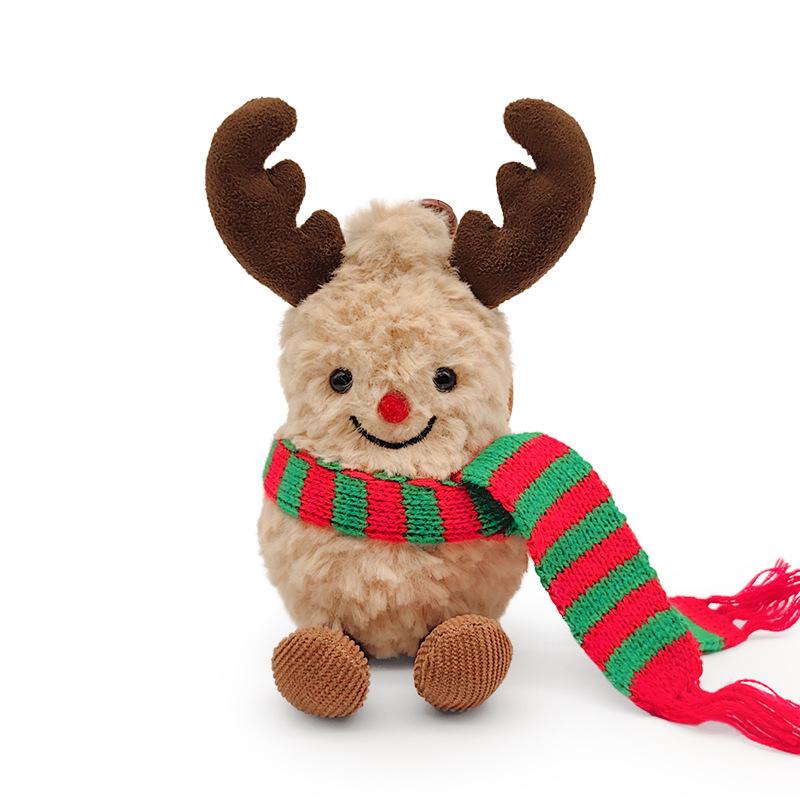 New Product Simulated Christmas Scarf Elk Peanut Doll Plush Toy Doll Cute Christmas Decoration Pendant