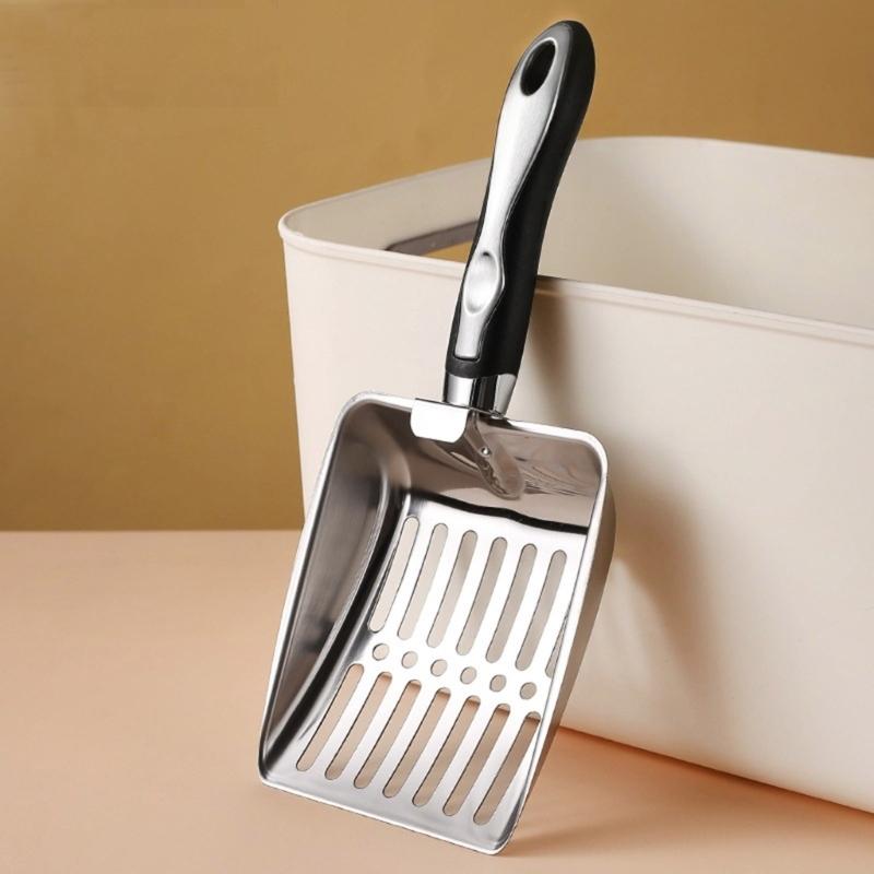 Efficient Ergonomic Grip Cats Litter Scooper Stainless Steel Litter Scoops with Fine Sifting Hole for Litter Cleaning