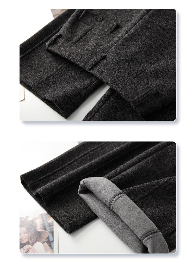 Unisex High-Waisted Gray Wool Sweatpants for Kids, Winter 2025: Thick Wide-Leg Petite Fit
