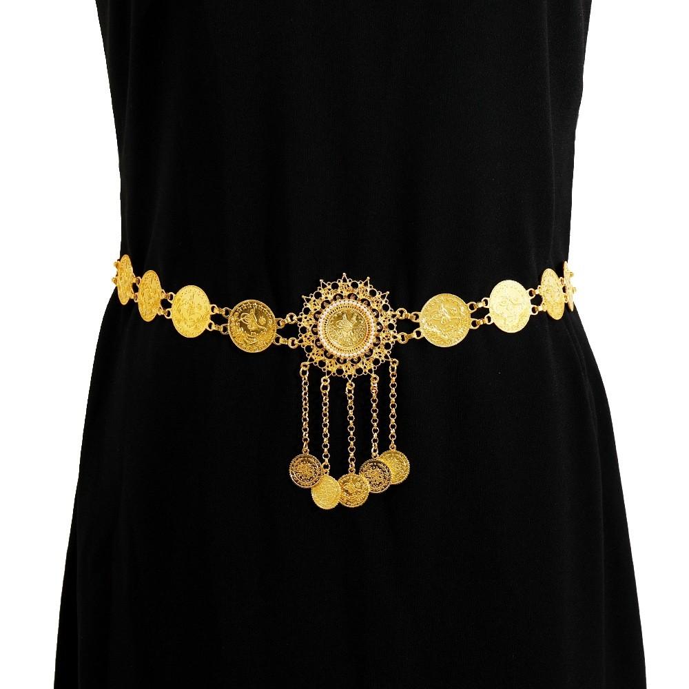 Metal Waist Chain For Women With Diamond Hollow Design And Coin Tassels For Summer Fashion Accessory