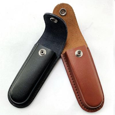 Brown Fold Knife Scabbard Tool Flashlight Belt Loop Case Holder Leather Sheath Pocket Hunt Camp Outdoor Carry Equipment