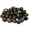 Ensemble de Pierres Runiques 25 Pièces Agate Noire Avec Pochette