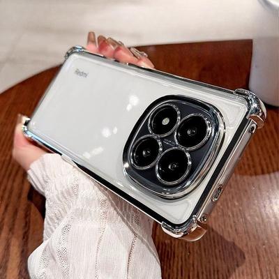 Transparent Plating Shockproof Phone Case For Xiaomi Redmi Note 14 15 Pro Plus 15 15C 14C 14S 4G 5G Soft Silicone Back Cover
