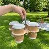 Folding 4-cup Coffee Carrier Plastic Drink Holder Butterfly Shape Drink Carrier  Outside Party