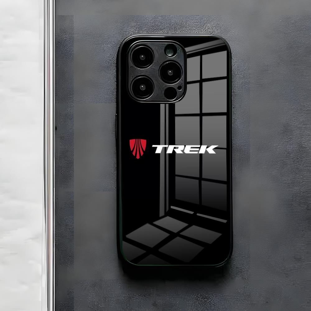 

Чехол для телефона Bicycle T-TrekS для iPhone 17 Air 16 E Pro Max 15 14 13 Mini 12 Pro 11 Max Plus Черная стеклянная крышка iPhone 15ProMax