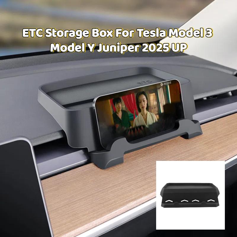 For Tesla Model Y Juniper Model 3 Dashboard ETC Storage Box Center Console Mobile Navigation Tray Holder Storage Car Accessories