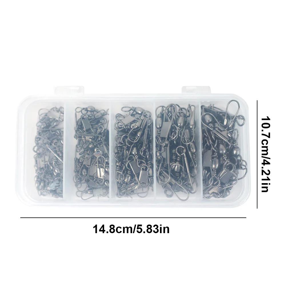 200 PCS Stainless Steel Fishing Snap Swivel High Strength Barrel Swivel Fishing Swivels Snaps for Freshwater Fishing