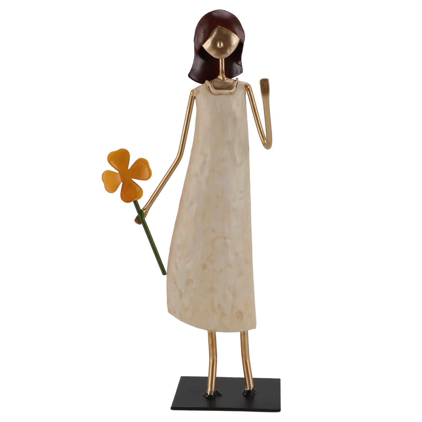 

Металлическая статуэтка девушки, винтажное железное искусство, стоящая фигурка человека, украшение стола для домашнего кабинета, гостиной Flower Decor