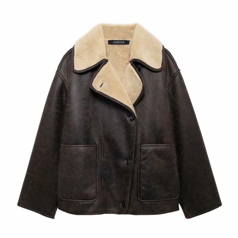 Autumn/Winter Women's European & American Shearling Double-Sided Coat - Street Fashion 2023