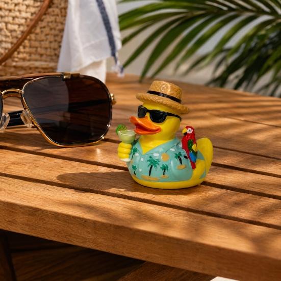 Yousheng Summer Beach Duck Figurine, Vacation Duck with Sunglasses, Weather-Resistant Compact Resin Ornament for Indoor Outdoor Garden Party