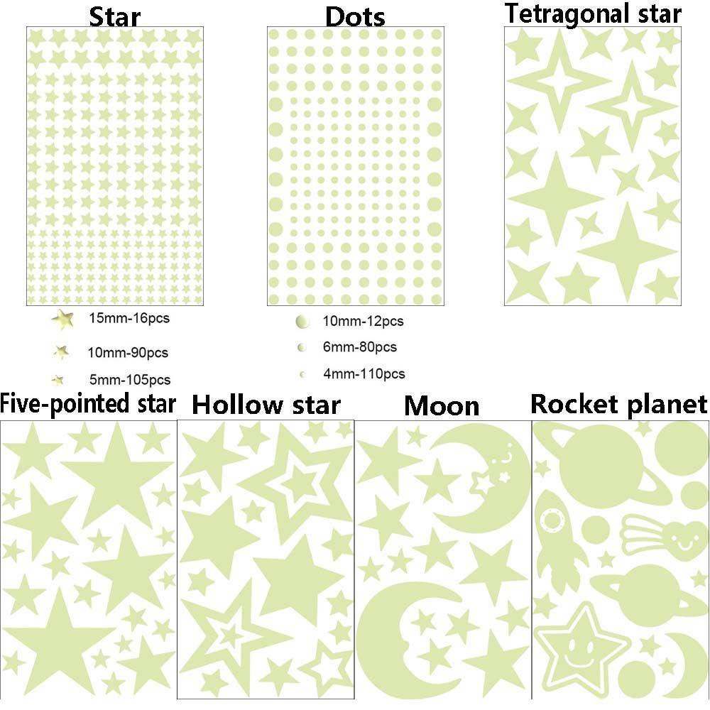 Glow In Dark Home Decoration Stars Dots 3D Luminous Decal Fluorescent Bubble Sticker Wall Art