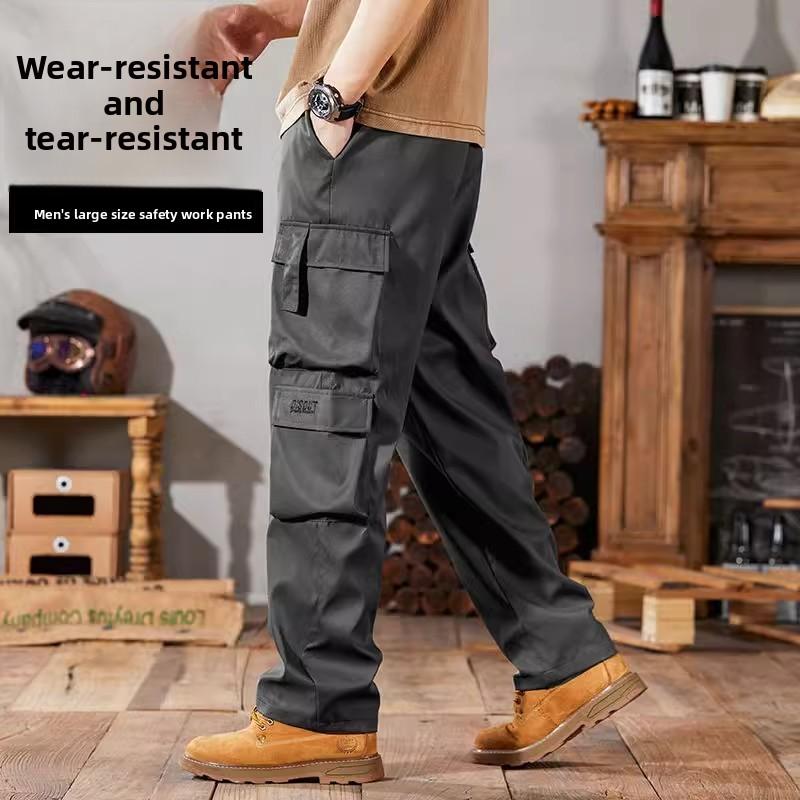 Pánské pracovní kalhoty velké velikosti, ležérní kalhoty odolné proti nečistotám, letní nošení s manžetami pro stavební práce, mládežnická móda