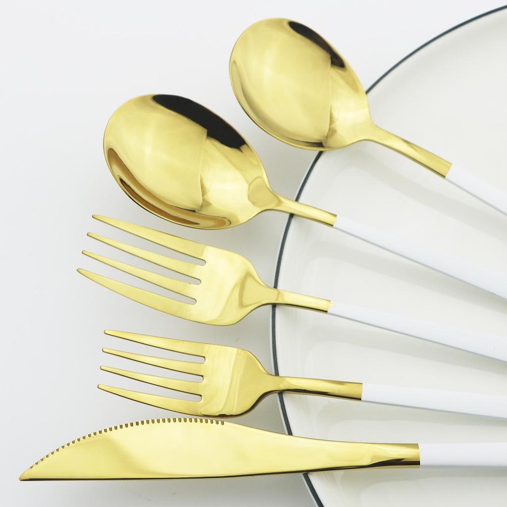 5Pcs Purple Dinnerware Set 18/10 Stainless Steel Cutlery Set Knife Dessert Fork Spoon Silverware Set Kitchen Party Tableware Set