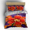 Red flowers with gold. Bedding sets Duvet cover sets Duvet covers Pillowcases(1 * Duvet Cover 2 * Pillowcases without duvet insert)