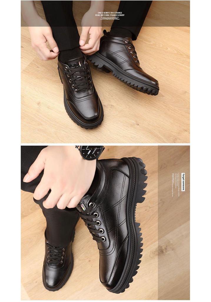 Men's Winter High-Top Velvet Cotton Leather Snow Boots - Warm and Versatile Casual Style