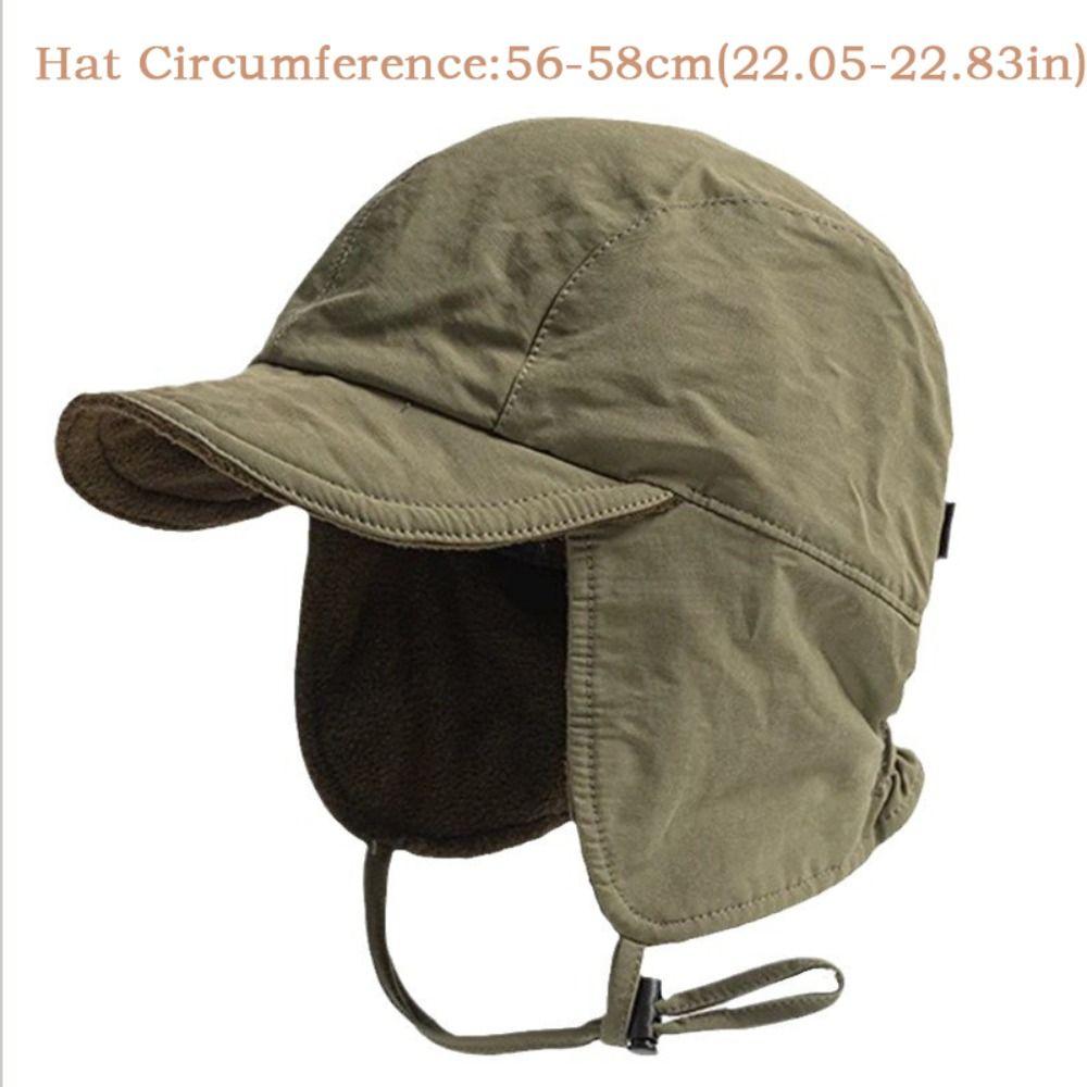 Windproof Velvet Pilot Hat Solid Color Winter Cap Japanese Bomber Hat  Outdoor