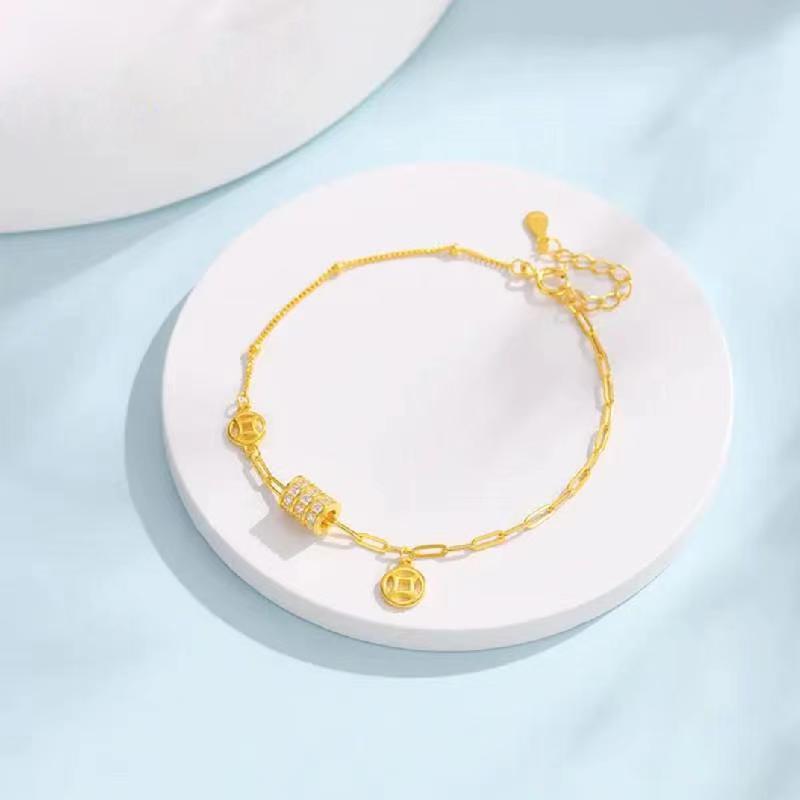 

925 серебряный браслет на талию для девочек, высокое чувство, антикварные легкие роскошные монеты, инкрустированные цирконием, ювелирные изделия, мода 925 silver золотой