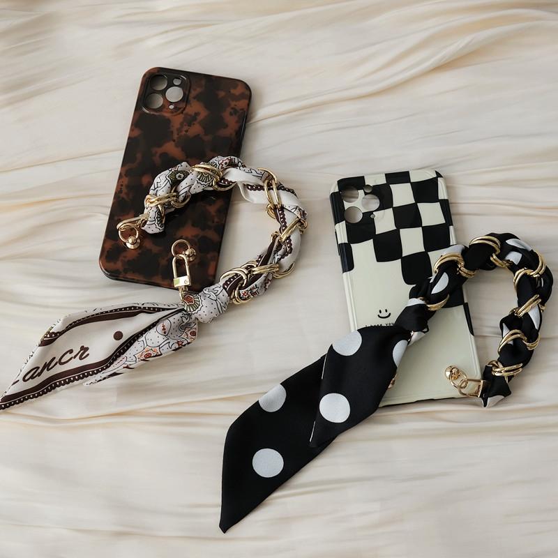 Neues Handy-Zubehör, Handyteil-Kette, Seiden-Charme, universeller Blumen-Punkt-Druck, Hals-Crossbody-Smartphone-Gurt, Handyhüllen-Ketten