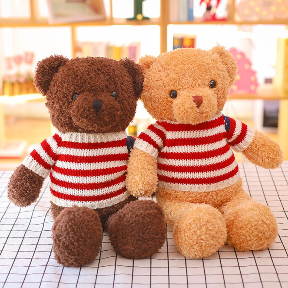 Sweater bear doll large throw pillow cute dress teddy bear doll birthday gift girl plush toy
